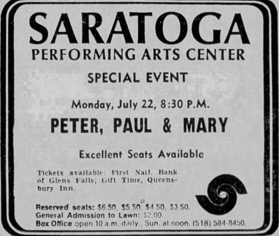 Peter, Paul and Mary @ Saratoga Performing Arts Center (July 22, 1968)