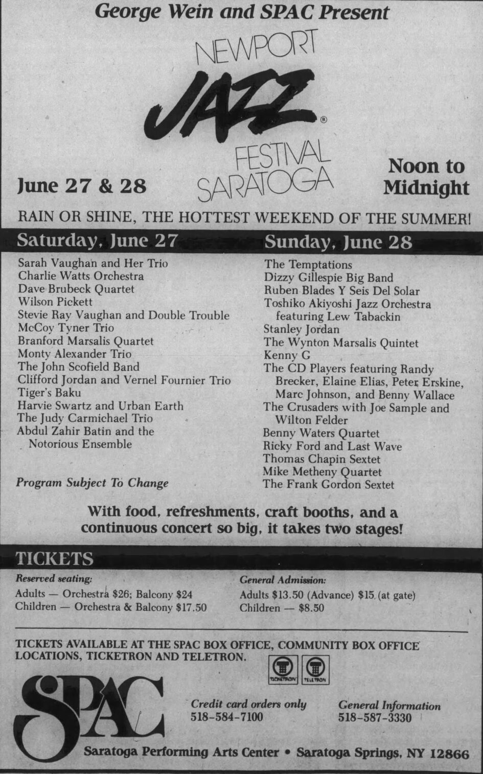 “The Newport Jazz Festival” @ Saratoga Performing Arts Center (June 27, 1987)
