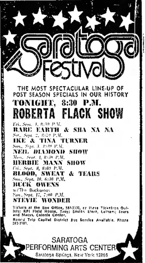 Roberta Flack @ Saratoga Performing Arts Center (August 31, 1972)