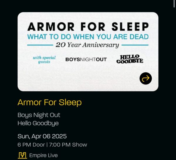 Armor for Sleep / Boys Night Out / Hellogoodbye @ Empire Live (April 6, 2025)