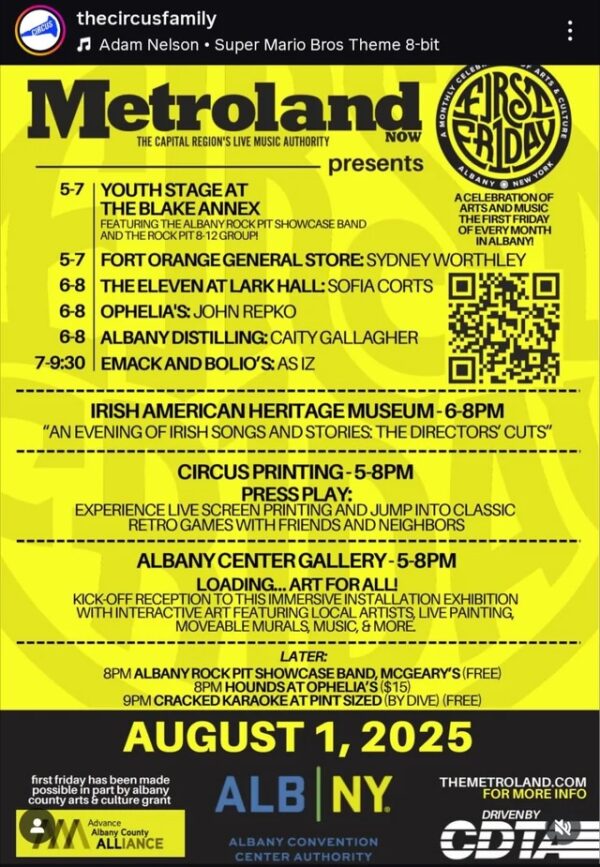 “First Friday” @ Various Locations, Albany (August 1, 2025)